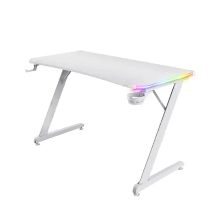 Super ofertă Birou gaming Trust GXT 709W Luminus, iluminare RGB, greutate 15.5 kg, greutate maxima 150 kg, alb