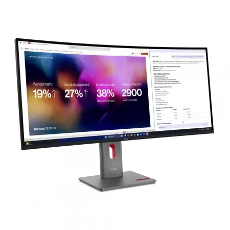 Vezi acum Monitor LenovoThinkVision P40WD-40 Monitor; 39.7"IPS, WUHD (5120x2160), 21:9, Brightness: 400 cd/m², Contrast ratio: 2000:1, Response time: 4ms GtG (Extreme mode) / 6ms GtG (Typical mode), Dot / Pixel Per Inch: 140 dpi, Color Gamut: 99% sRGB, 98%