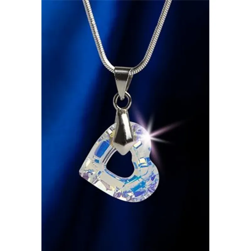 Lichidare de stoc ART CRYSTELLA inimă formă alb színjátszós colier Swarovski cu cristal 17mm