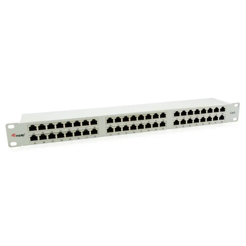 Vezi acum EQUIP 48-Port Cat.6 Shielded Patch Panel Light Grey 326349