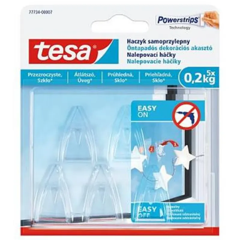 TESA 77734-00007-00 Powerstrips plastic agăţător cu bandă adezivă kis mărime transparent Preț mic