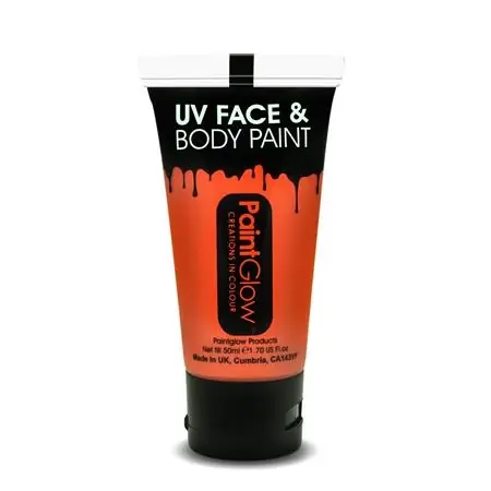 Super ofertă Arc- vopsea de corp UV fényben fluorescent 50 ml neon portocaliu