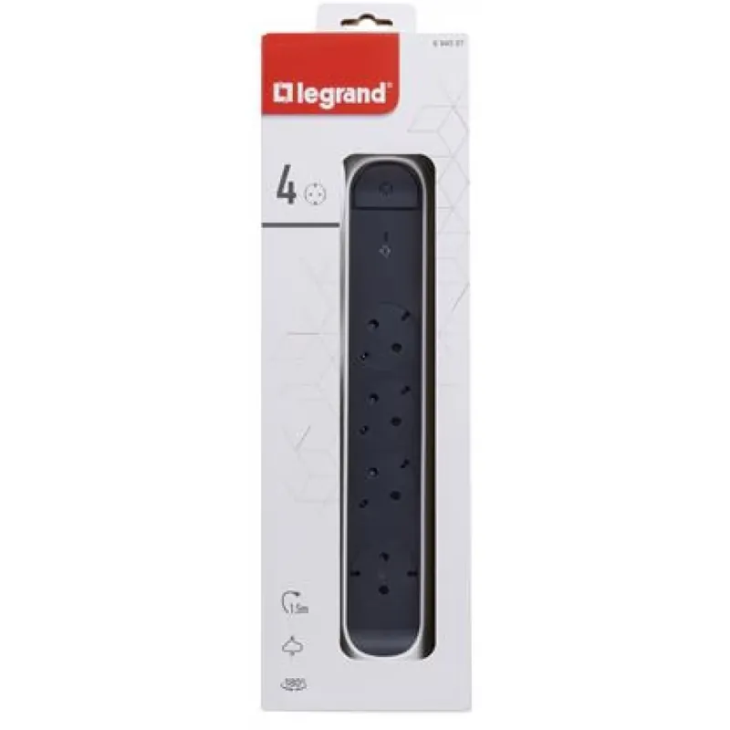 Super ofertă LEGRAND 694507 Premium 4 priză Splitter 1.5m alb-negru rotabil