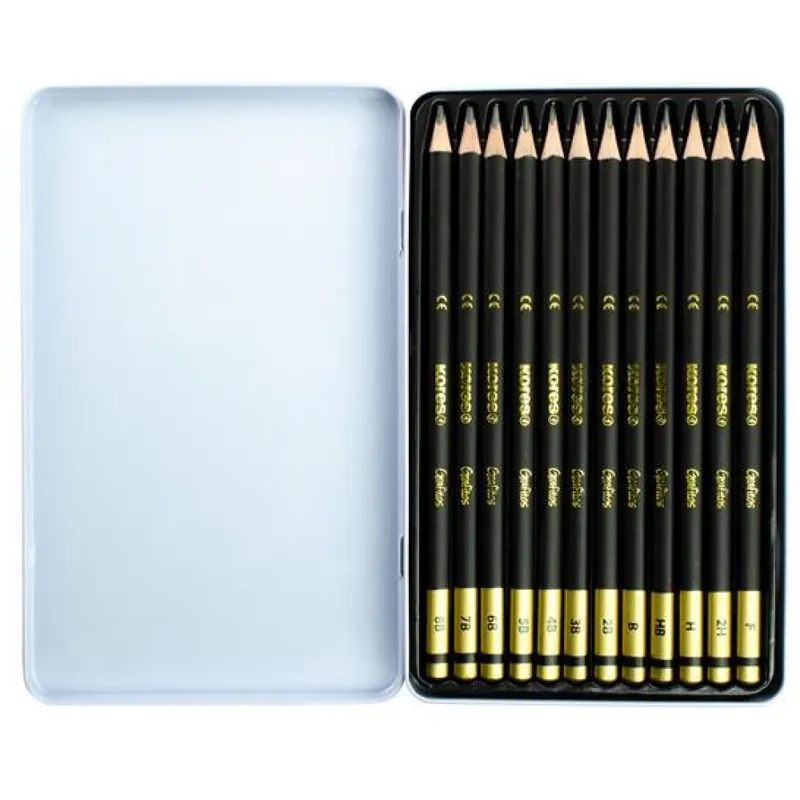 KORES GRAFITOS Grafitceruza set metal cutie triunghiular 12 diferit duritate Reducere