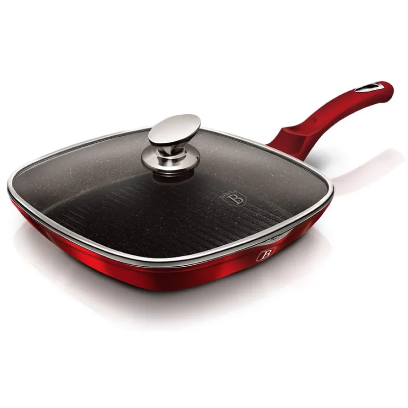 BERLINGER HAUS BH/1613N Grill tigaie cu capac 28cm roșu Ofertă specială