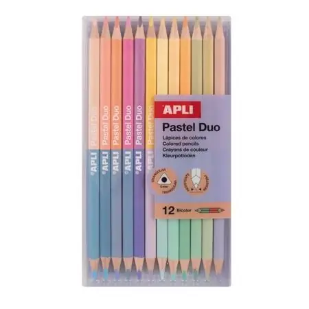 APLI Pastel Duo Color creion set cu dublu capăt triunghiular 24 pastel culoare Ofertă exclusivă