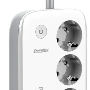 Expediere rapidă ENERGIZER EPB2500W02 Splitter 3 priză 3x USB-A 1x USB-C 2m alb cu comutator