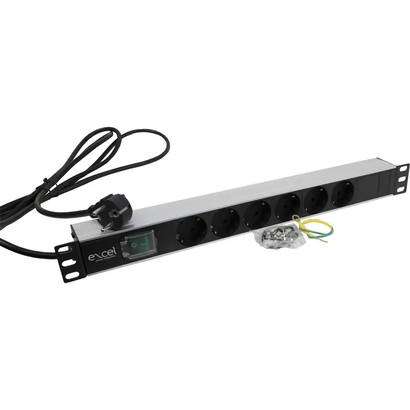 EXCEL 555-072 Splitter 6 priză 2m negru cu comutator Nu rata