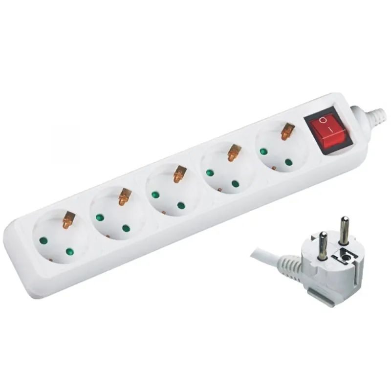 Livrare rapidă WELL Splitter 5 priză 3m alb cu comutator