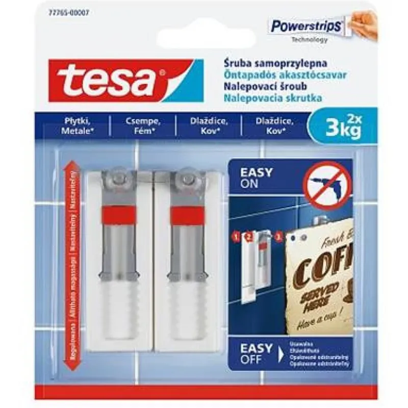 TESA 77765-00007-00 Powerstrips akasztócsavar autoadezive reglabil sima pe suprafaţa Premium