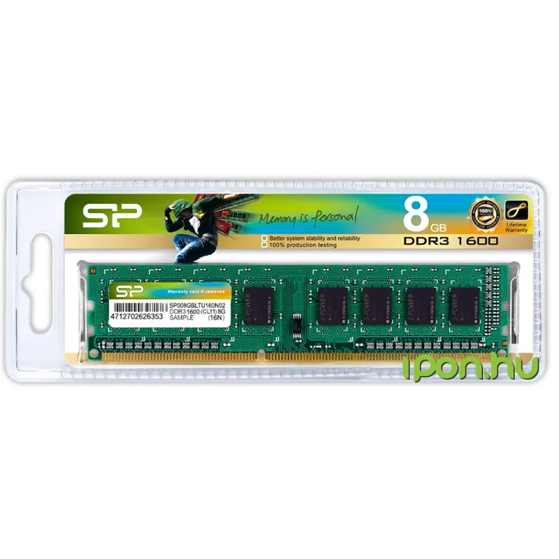 Lichidare de stoc SILICON POWER 8GB DDR3 1600MHz CL11 SP008GBLTU160N02