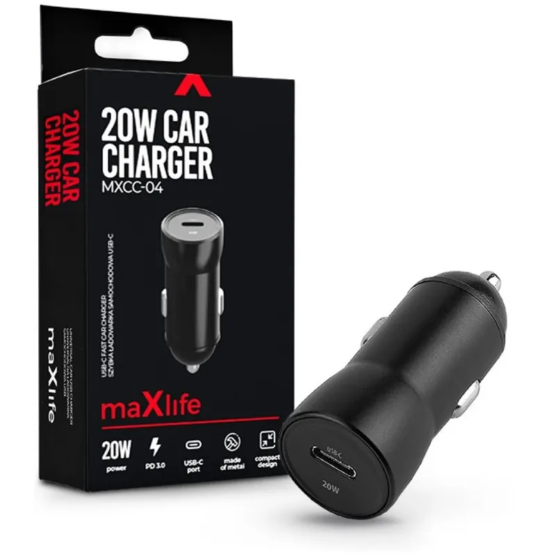 Preferatul clienților Maxlife MXCC-04 Mașină încărcător USB-C 20W negru