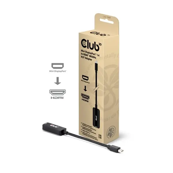 CLUB3D Mini DisplayPort HDMI 2.1 Convertor Negru 9cm CAC-1188 Vezi acum