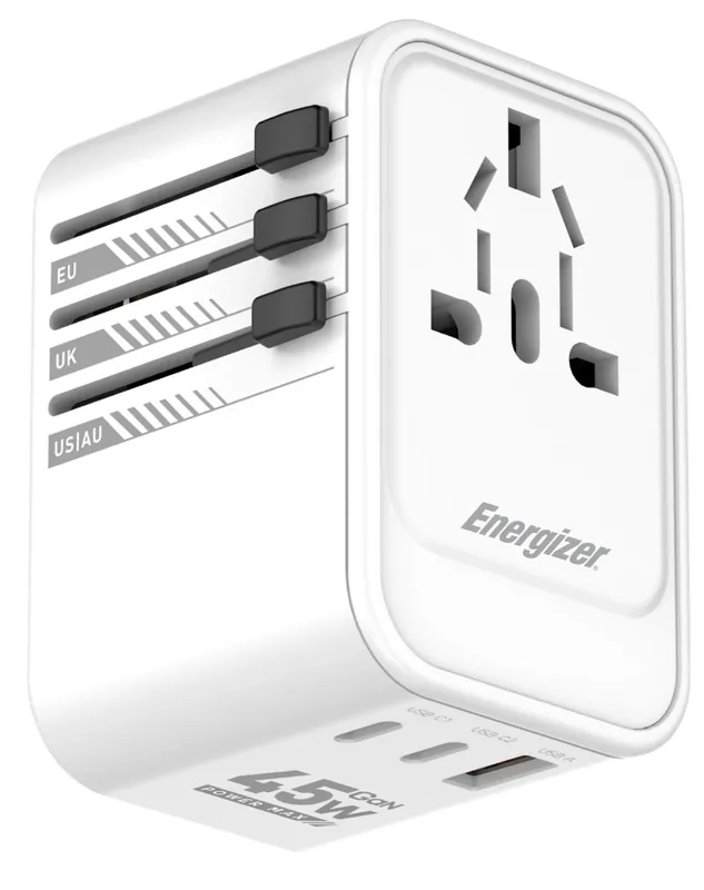ENERGIZER ETC450 Calator prin lume adapter 1x USB-A 2x USB-C alb Premium