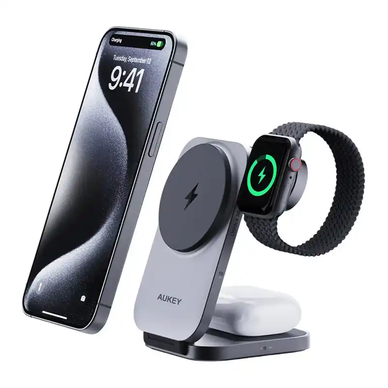 AUKEY LC-MC312 MagFusion Z Qi2 15W wireless încărcător staţie Lichidare de stoc