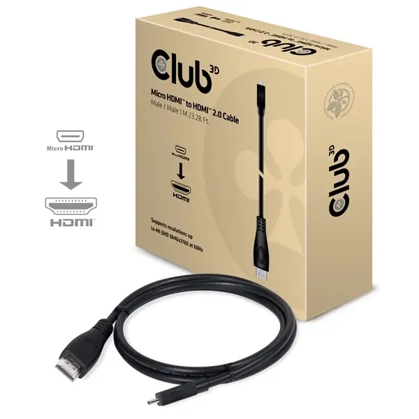 CLUB3D Micro HDMI Convertor Negru 1m CAC-1351 Cel mai vândut