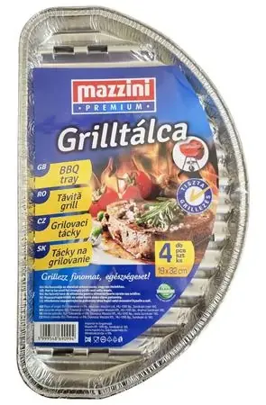 MAZZINI 101431 Premium Grilltálca 19x32cm semicerc de forma 4buc Transport gratuit