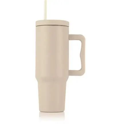 Disponibil imediat 1605TER031 Termoszbögre cu un pai cu urechi 1.2L Bej