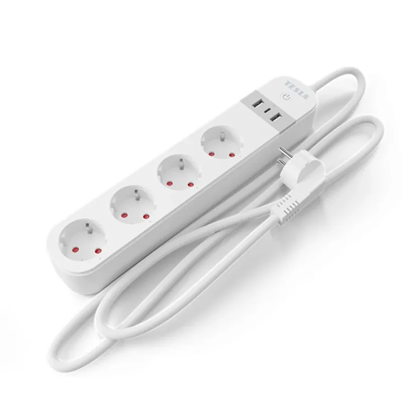 Livrare rapidă TESLA SMART SPS300 Splitter 4 priză 2x USB-A 1x USB-C 2m alb cu comutator