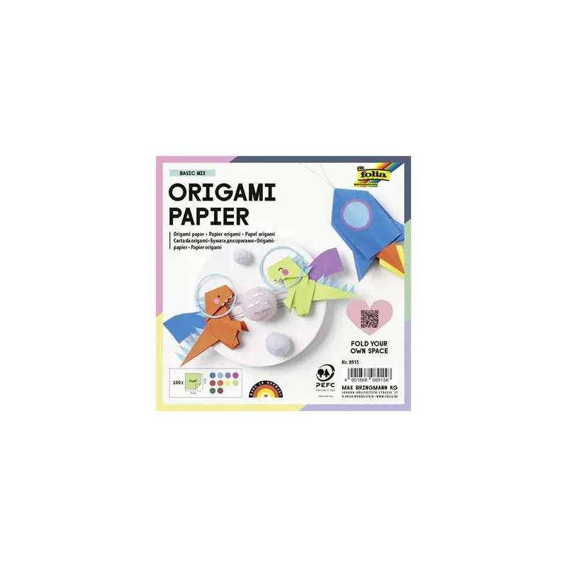 FOLIA Origami hârtie 15x15cm 70g 100 lap mixt culoare Ofertă