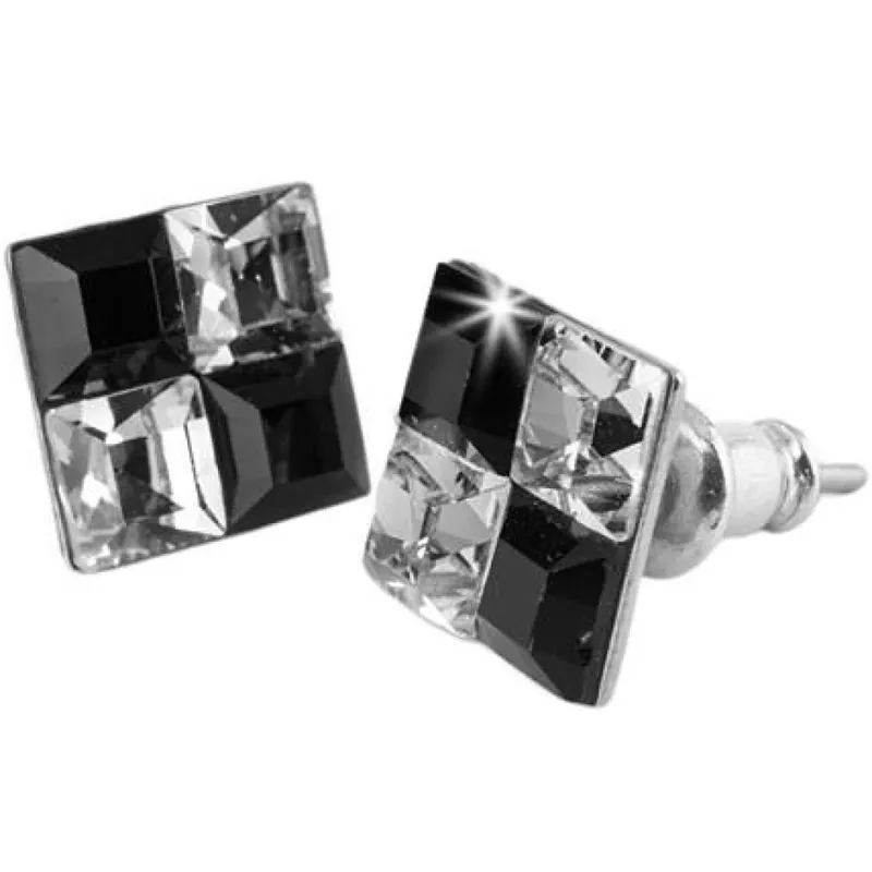 ART CRYSTELLA Pătrat de forma negru-alb cercei Swarovski cu cristal 8mm Cumpără acum
