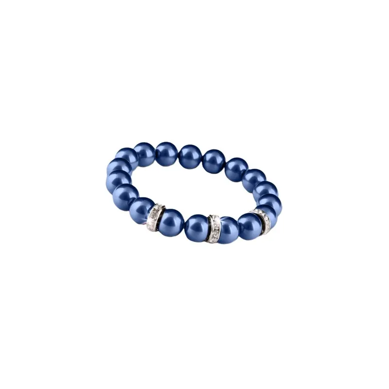 Chilipir ART CRYSTELLA Brăţară albastru închis SWAROVSKI gyöngyből alb rondella cu cristal 10mm