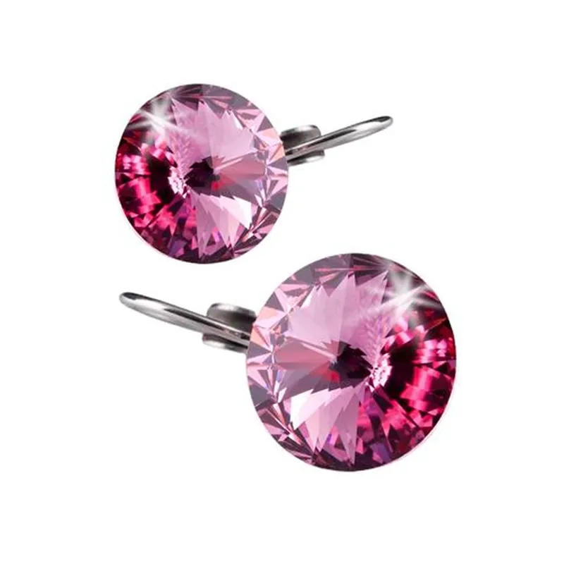 Bestseller ART CRYSTELLA Cercei francia creț roz Swarovski cu cristal 12mm