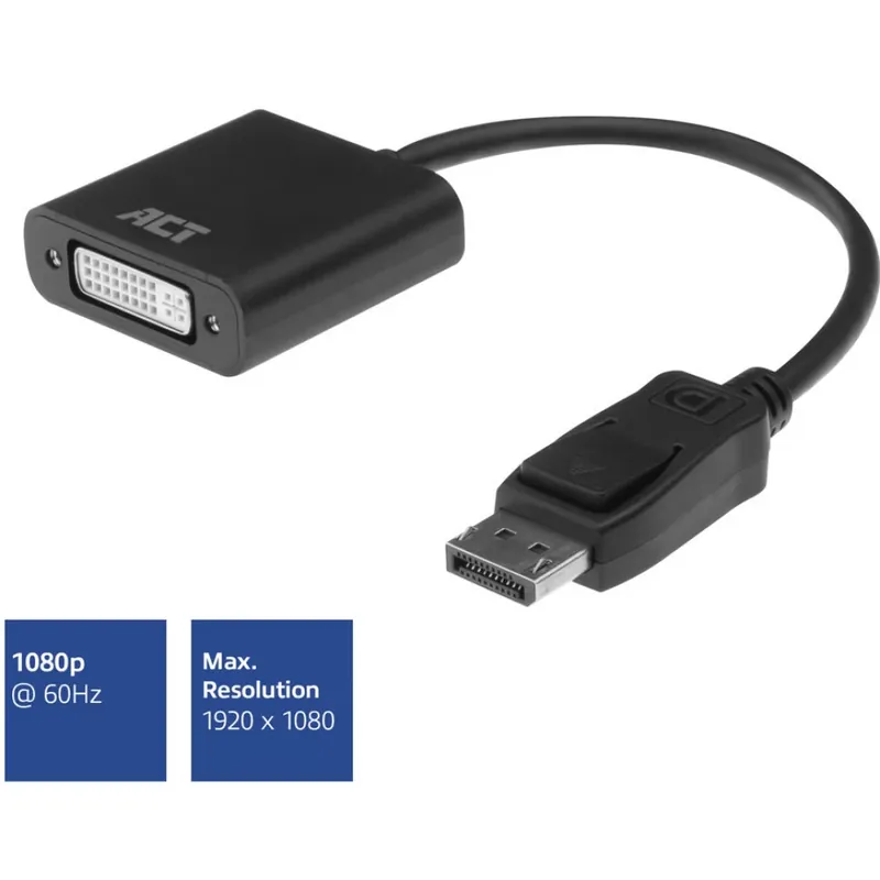 ACT CONNECTIVITY DisplayPort DVI-D Convertor Negru 15cm AC7510 Ieftin