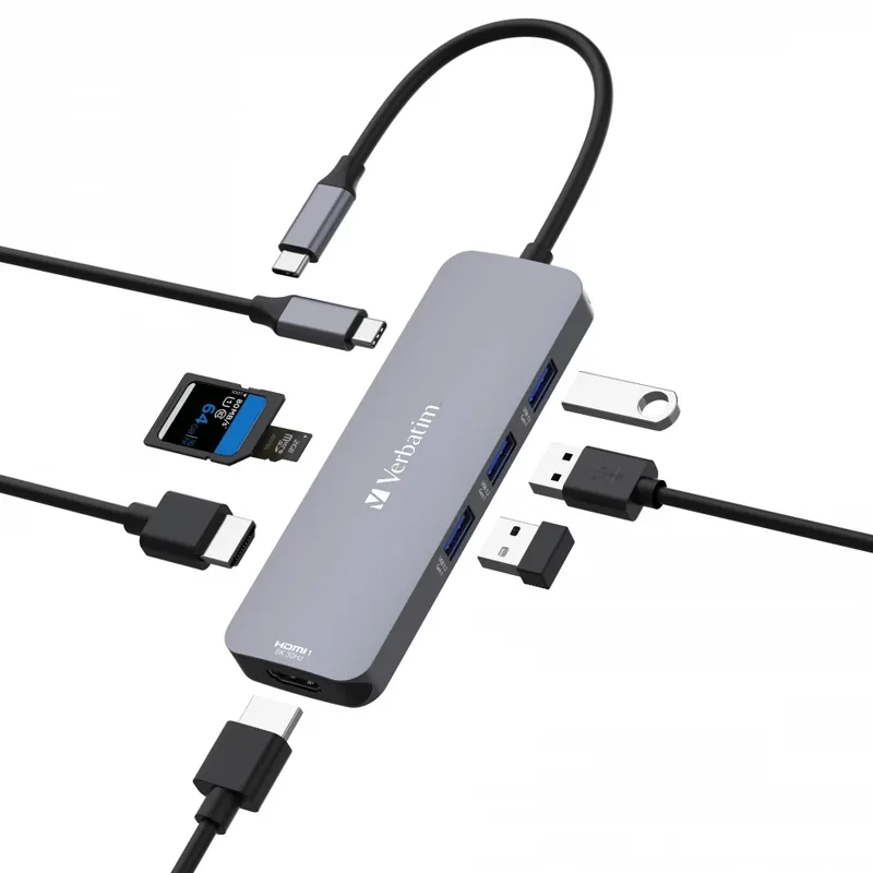 Comandă acum VERBATIM CMH-08 USB-C Pro Multiport Hub