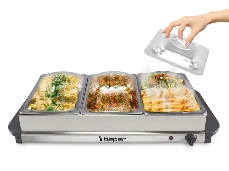Cel mai vândut BEPER P101TEM002 Stand pentru bufet 300W 1.1L/2.4L inoxidabil oţel
