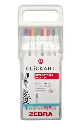 ZEBRA Clickart Filctoll set apasa butonul 0.6 mm 12 pastel culoare Cumpără online
