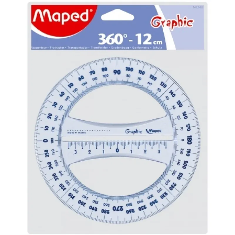 Popular GRAPHIC 360°-os 12 cm plastic raportor