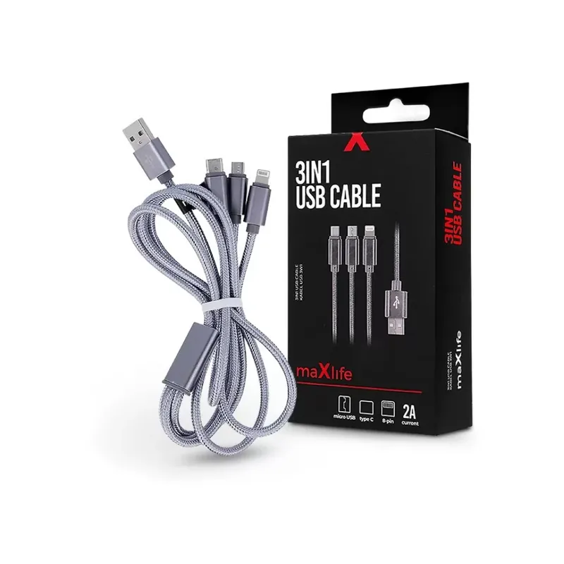 Doar azi USB Lightning + Micro USB + USB Type C Convertor Silver 1m TF-0168
