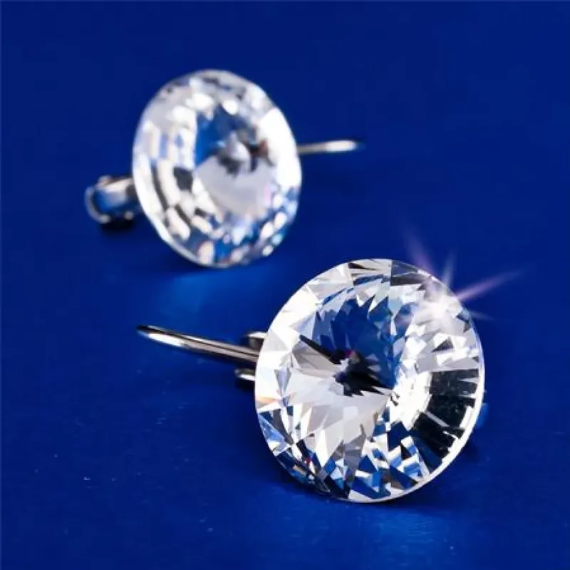 Promoție ART CRYSTELLA Cercei francia creț Swarovsky Elements natural alb 12 mm