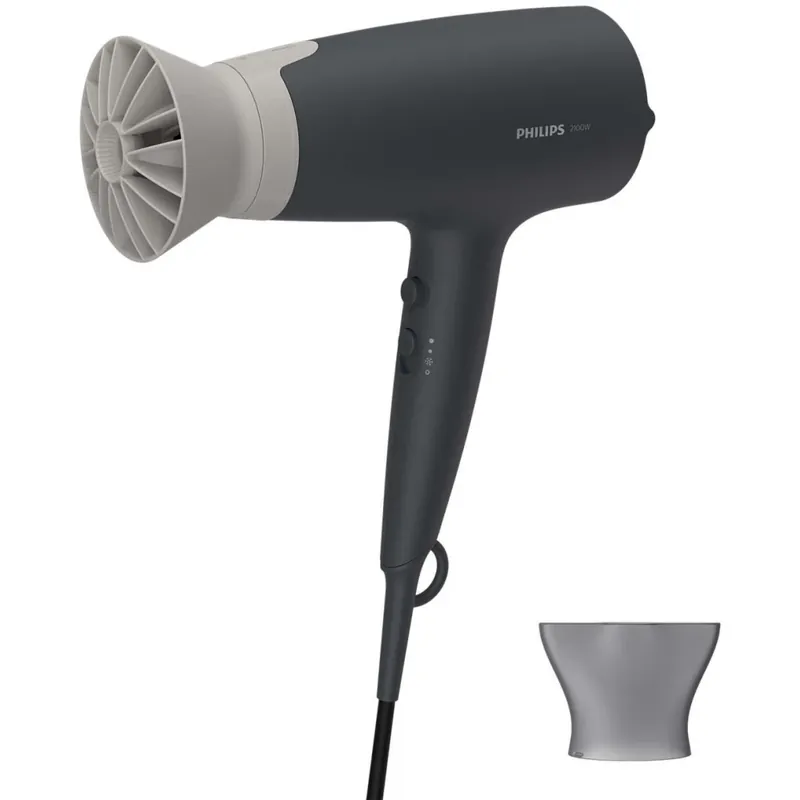 Noutate PHILIPS BHD351/10 Uscător de păr ThermoProtect accesorii negru-gri
